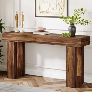 63-Inch Long Console Table Wooden Rectangular Sofa Table Behind Couch Farmhouse Entryway Table for Hallway Living Room and Entrance
