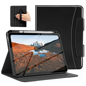 iPad A16 Case 11-inch, iPad 11th/10th Generation Case (2025/2022) with Pencil Holder & Pocket, Premium PU Leather Folio Stand Cover, Multiple Viewing Angles