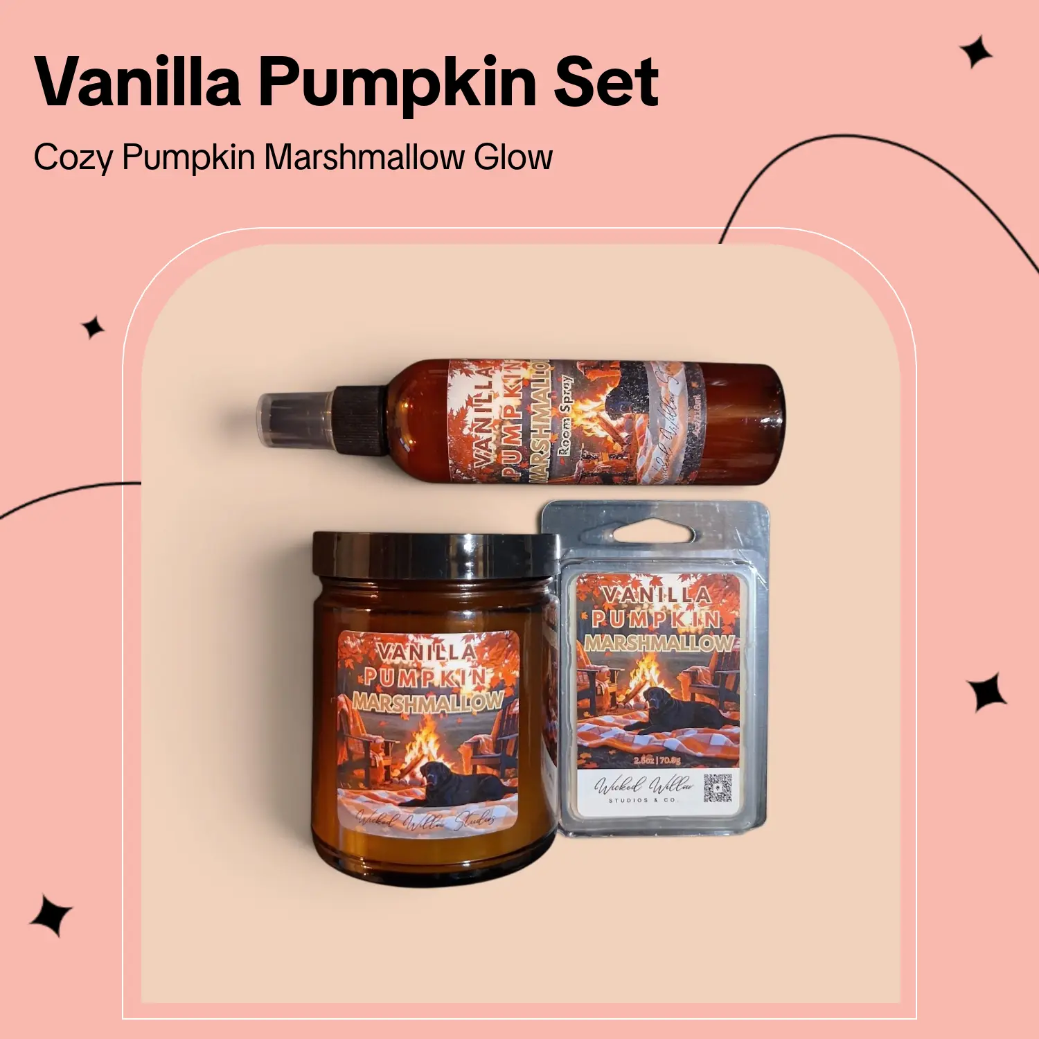 Vanilla-Pumpkin-Marshmallow Scented Candle Set, 2.5oz Creamy Home Decor for Daily Indoor Home Fragrance, 4Oz