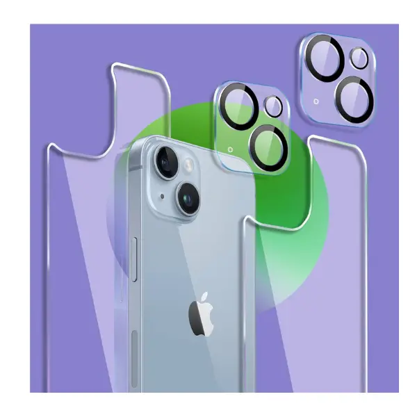 For iPhone 14 Back Screen and [2+2 Pack] Camera Lens Protector – Rear 9H Tempered Glass Film, New Version (6.1 Inch)