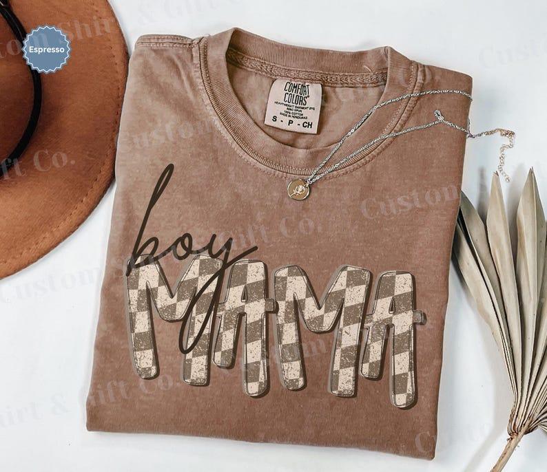 Boy Mama Shirt, Mothers Day Shirt for Mom Shirt Comfort Colors, Retro Mama Tee, Checkered Mama Tshirt, Mama of Boys, Gift for Mom T-shirt