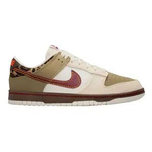 Nike Dunk Low Retro Khaki Team Red Pearl White Leopard Women's Sneakers Authentic Trainer Sports Shoes IM6687-262 Closed Round Toe Fashion Animal Print Footwear