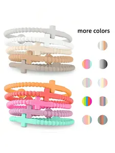 10pcs Thin Cross Silicone Bracelet, Cute Hand Strap, New Fashion Bracelets, Accessories Gifts, Women & Men Jewelry