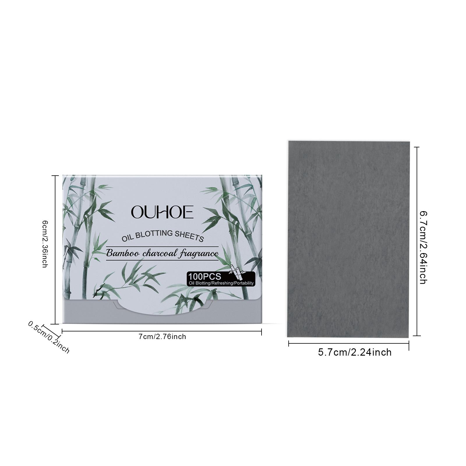 Natural Bamboo Charcoal Oil Absorbing Tissues, Facial Oil Blotting Papers, Refreshing Oil Control, Anti-Shine, Soft and Portable for Daily Use