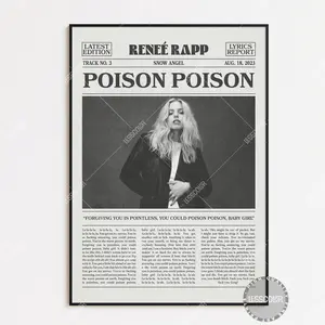 Renee Rapp Retro Newspaper Print, Poison Poison Poster No Frame, Poison Poison Lyrics Print, Snow Angel Poster, Reneé Rapp Poster