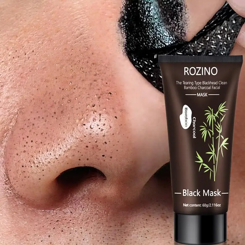 [2 Packs] ROZINO Bamboo Charcoal Peel-Off Facial Mask (60g), Gentle Skincare for Deep Cleansing, Blackhead Removal & Pore Purifying, Exfoliating Hydrating Mask for Radiant Skin