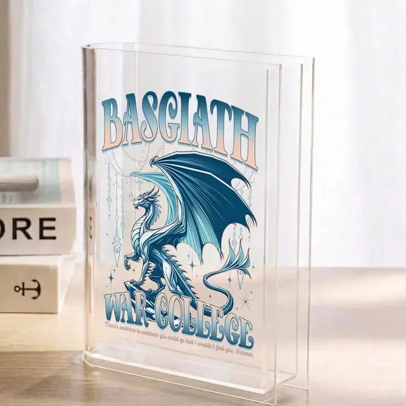 Basgiath War College Acrylic Book Vase, Fourth Wing Dragon Vases, Bookish Birthday Gift, Fantasy Home Decor