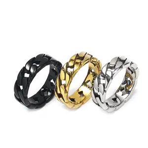 Titanium Steel Ring Men's Stainless Steel Chain Ring hip pop retro men ring