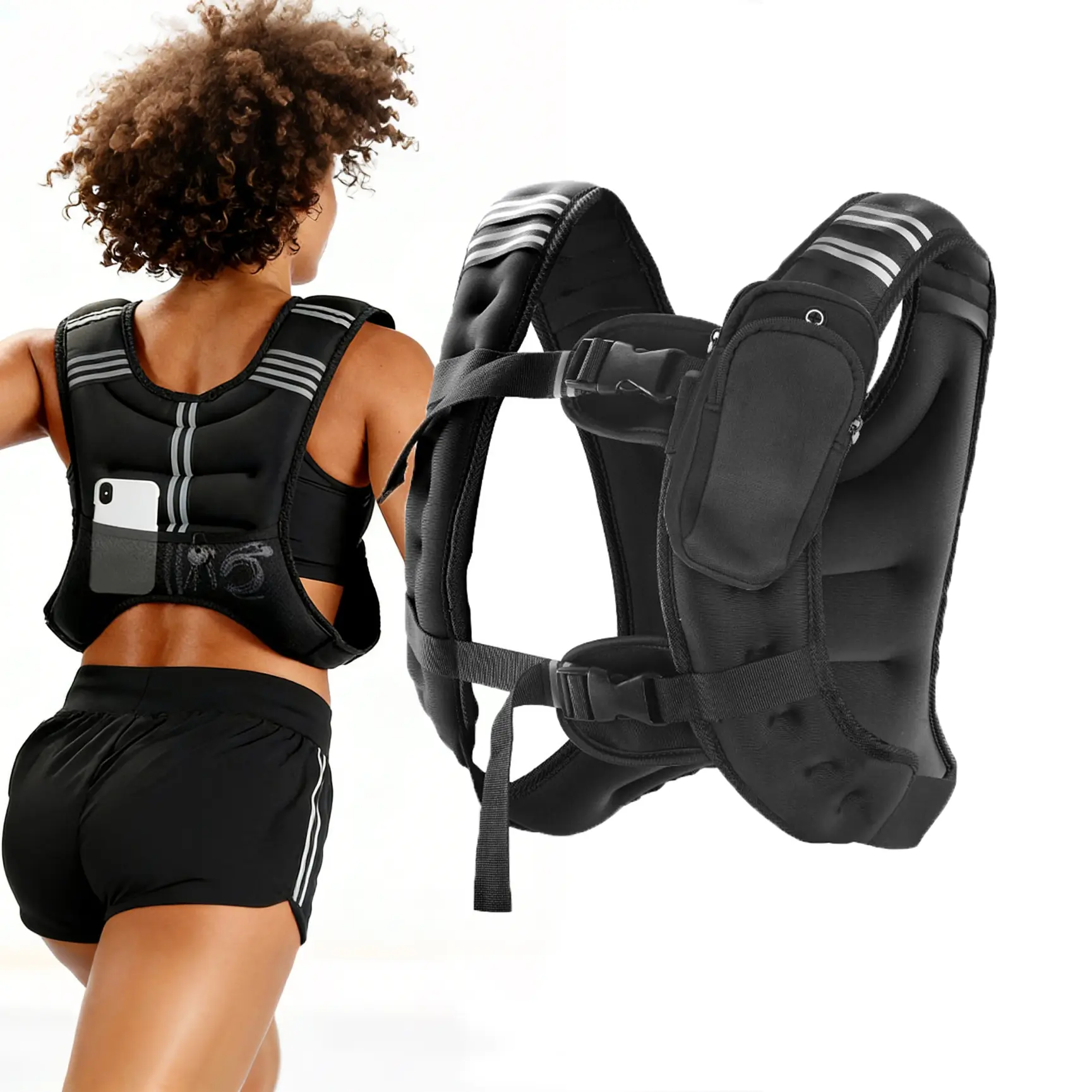 [DealsForYouDays]12lb Weighted Vest Fitness for Women & Men with Reflective Stripe and Adjustable Buckle, Comfortable & Durable Rucking Vest for Walking, Running & Strength Training Gift for Father's Day