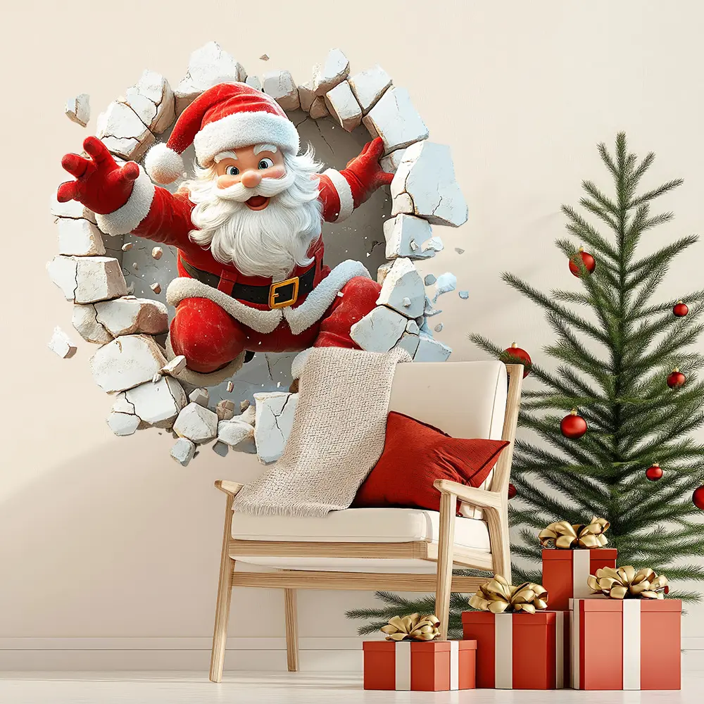 3PCS Decorative Christmas Characters Peel-Off Repositionable Wall Stickers - Self-Adhesive, Waterproof, Durable Holiday Decor, Easy to Apply & Remove, Home Supplies Gift for Warm Christmas Vibe