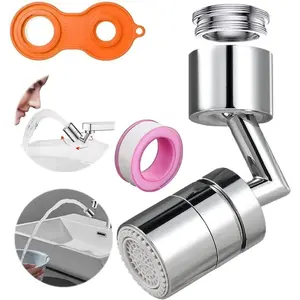 720 Degree Swivel Kitchen Sink Faucet Aerator, Dual Function Filter Faucet Head, 720 Rotating Faucet Extender for Bathroom, Flexible Faucet Sprayer Attachment