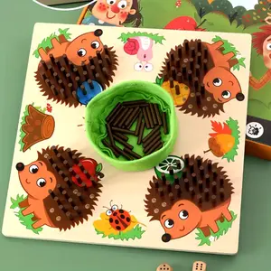Wooden Sensory Hedgehog Sticks Sorting & Stacking Game, Fine Motor Skills Development, Parent- Interactive Board Game, STEM Educational Toy for Hand-Eye Coordination - Mixed Color Educational Toys
