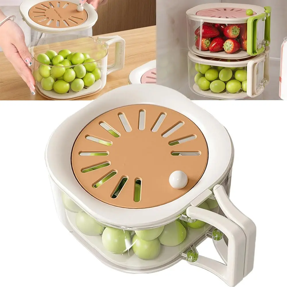 2-in-1 Kitchen Colander & Storage Basket Set - Multifunctional Fruit and Vegetable Washing Bowl with Strainer, Lid, and Handle Fruit Washer Drainer Co