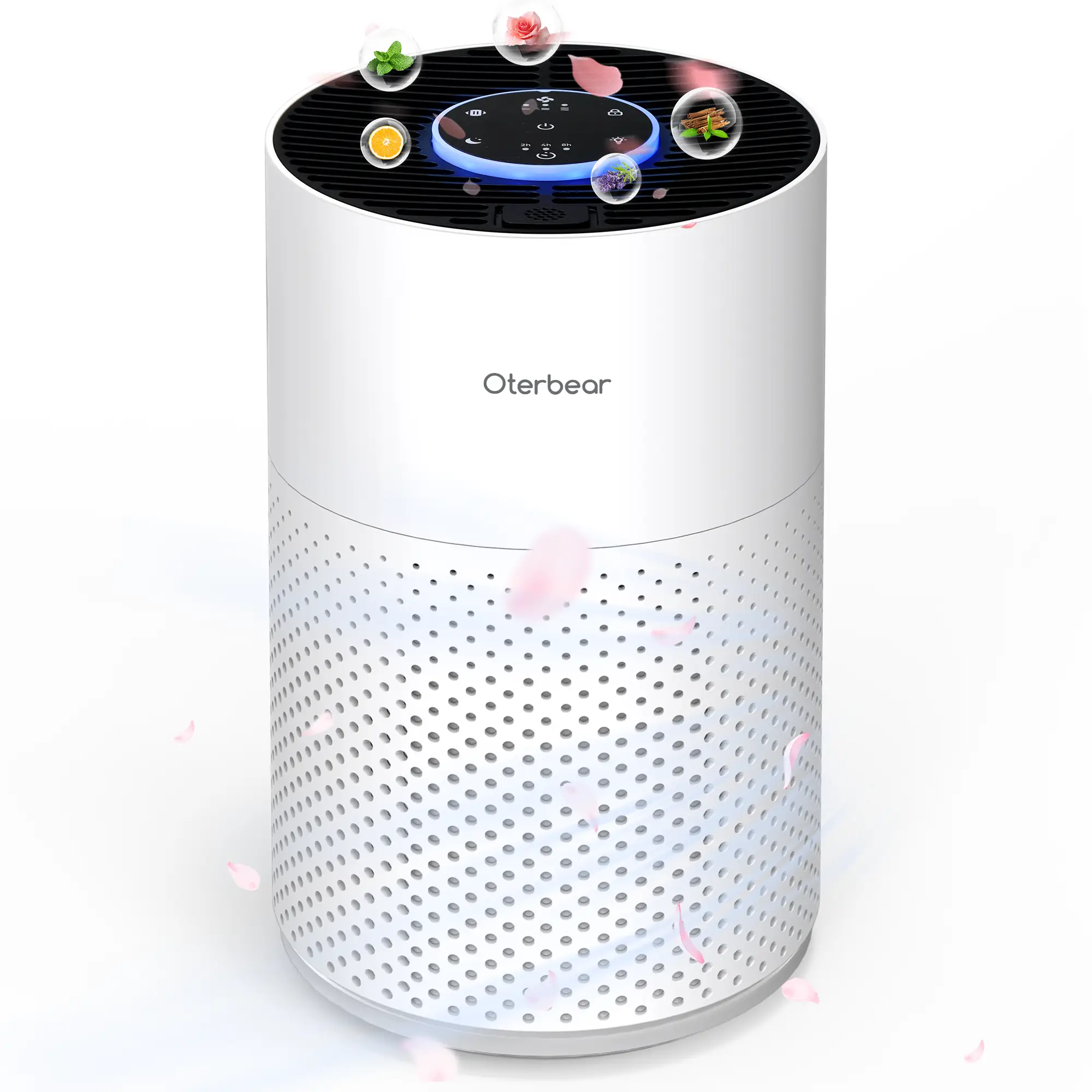 Compact Home Bedroom Air Purifier, Oterbear Air Purifier with H14 True HEPA 3-in-1 Filter, Sleep Mode and Fragrance Function, 3 Light Modes, Indoor Ai