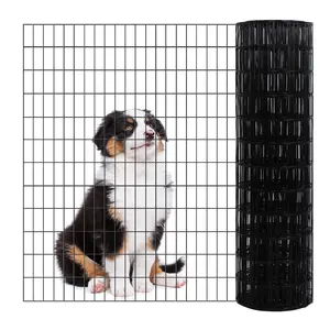 Black PVC Coated Welded Wire Fence 36 Inch x 50 Foot, 2 x 3 Inch 16GA Garden Border Fencing Roll Metal Wire Mesh Animal Barrier Fence for Yard Plant Vegetable Protection Dog Poultry Netting