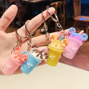 "Sip of Style" Bubble Tea Key Chains - Quirky Mini Milk Tea Charms (Available in Pink and Purple)