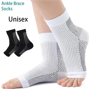 1 Pair of Unisex Ankle Socks, Comfortable Compression Socks, Breathable Lightweight Nylon Socks with Arch Support