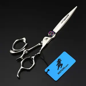 7.0 Inch Silver Color High-End Hair Cutting Scissors, 440C Stainless Steel, Home Use, Ergonomic Design for Right Hand, Unisex