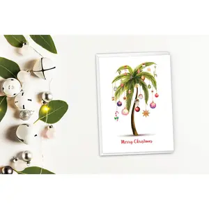 Stonehouse Collection Personalized Beach Christmas Cards, Choose Your Own Image, Set of 24 with Envelopes – Tropical Holiday Designs with Palm Trees & Sea Life – Customizable Interior Message – Made in the USA"