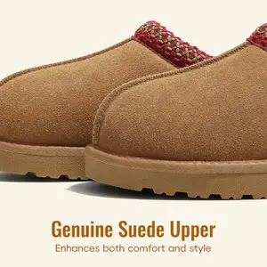 EVELLYHOOTD Women's Braided Leather Suede Slippers Mini Platform Boots with Fluffy Fur Lining Short Ankle Boots for Autumn Winter Warm Walking Shoes