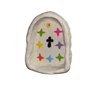 Polymer Clay Wall Hanging Trinket Shelf with Stars and Cross