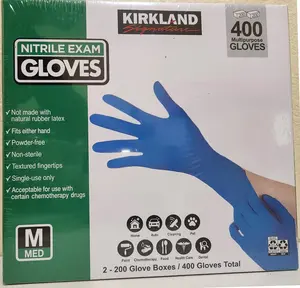 Kirkland Signature Multipurpose Nitrile Exam Gloves Medium 400 Count Powder-Free Non-Sterile Textured Fingertips Single-Use for Home Auto Cleaning