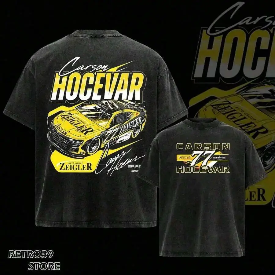 Mens Clothes;Summer Tops[Series] Carson Hocevar # 77 2025 ZEIGLER Car Racing Acid Cotton Graphic Tee Shirt Sport Racing Top Men Streetwear Fan Merch Cup Series Enthusiast Apparel All-Star Race The Best Giftsummer Outfits UB3D