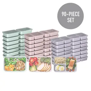 Bentgo 90-Piece Meal Prep Kit - Includes 45 Lids and 45 Trays for Food Storage - Ideal for Meal Preparation and Storage, Reusable Lunch Containers Set