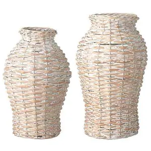 Whitewash Woven Vases Whitewash Woven Vases