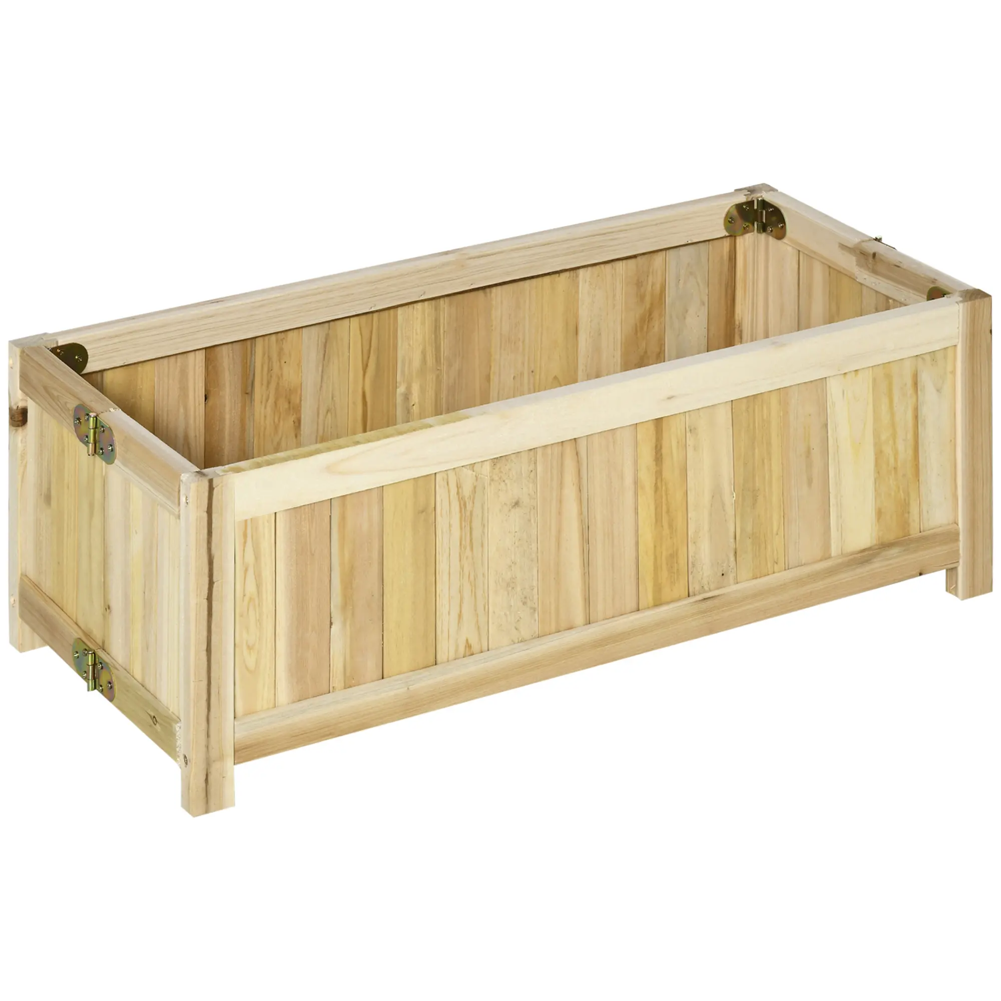 Small 27 inch planter box for patio grow vegetables or flowers folds up to move with sun light weight fir wood