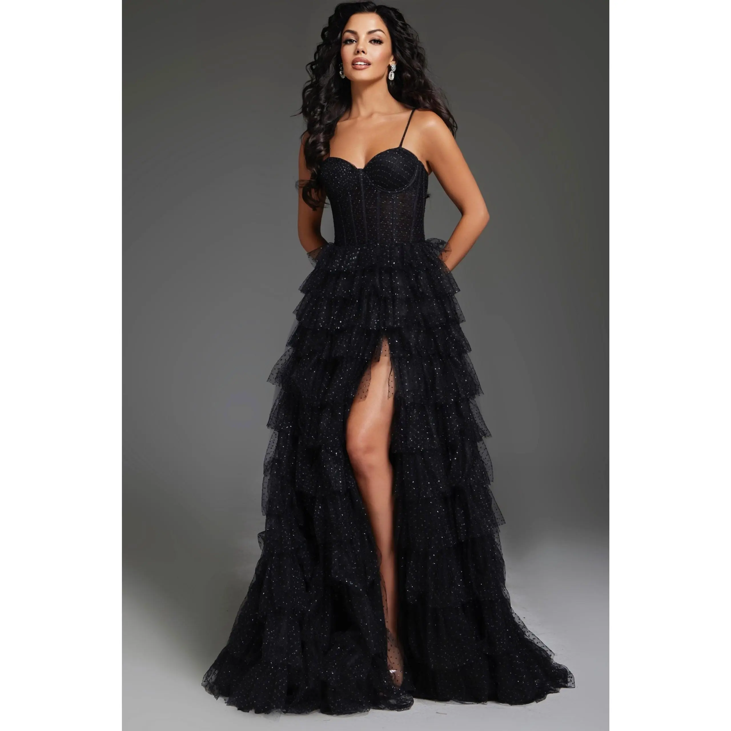 Jovani -38278 Corset Layered tulle gown