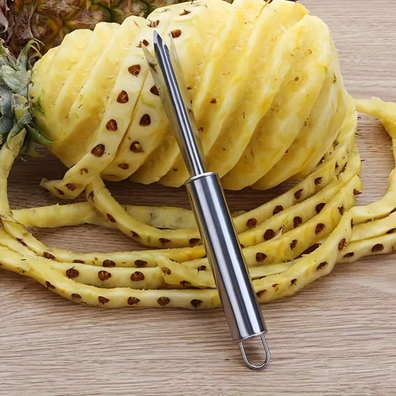 Stainless Steel 1pc Pineapple Peeler & Slicer – All-in-One Kitchen Tool with Comfort Grip Handle, Includes Fork and Shovel for Easy Fruit Prep, Durable and Easy to Use