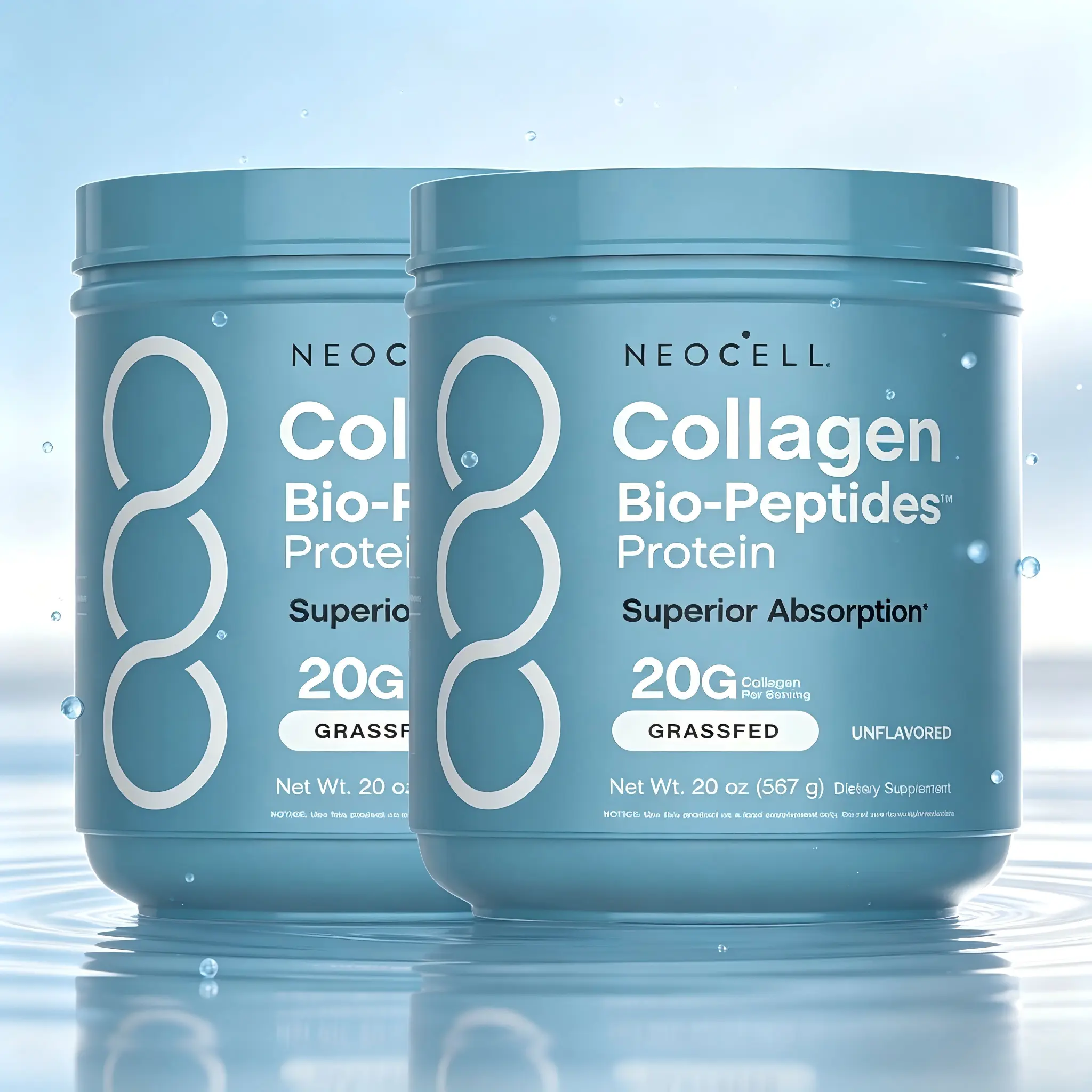 NeoCell Collagen Bio-Peptides Powder 20oz -Grassfed Protein Supplement-Advanced with 18 Essential Amino Acids