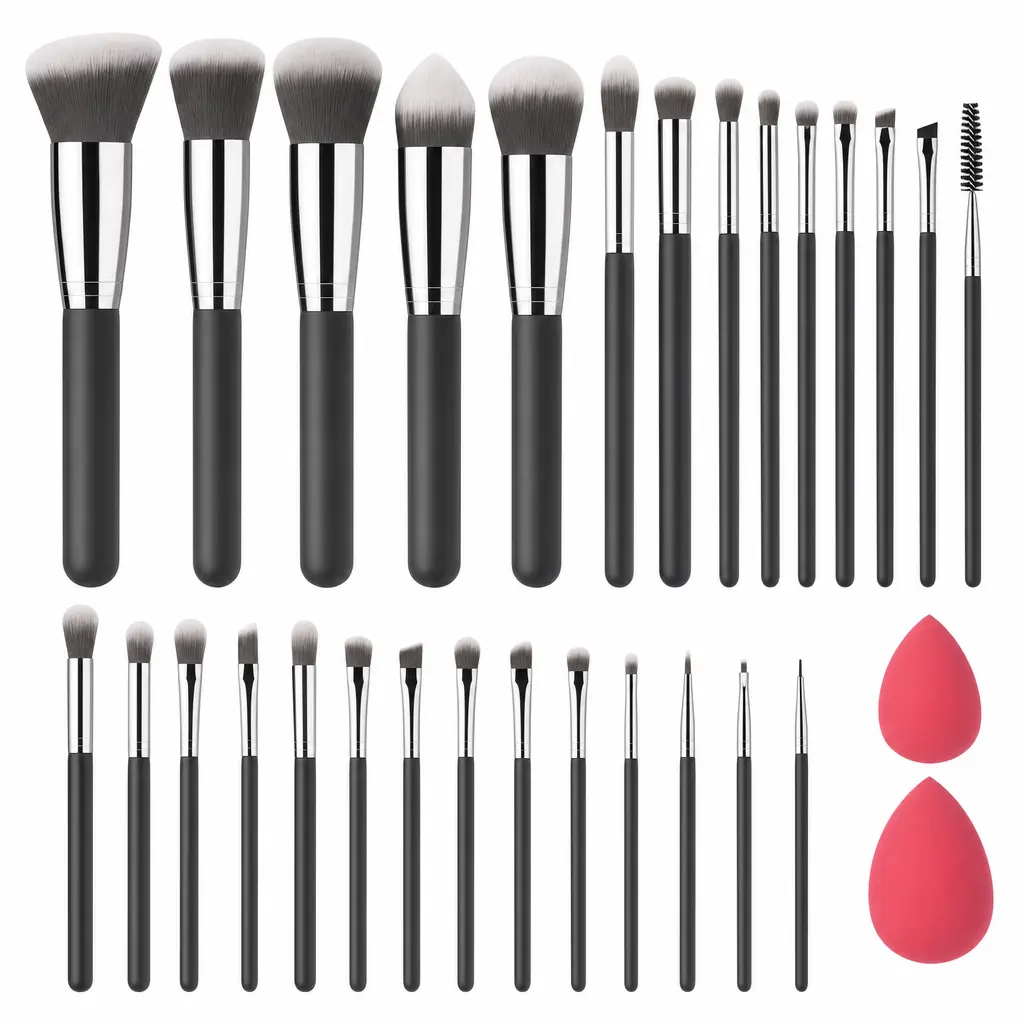 Professional Makeup Brush Set 15PCS, Soft Cosmetic Brushes Kit with Beauty Sponge for Face and Eye Makeup