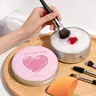 Heart-Shaped Makeup Brush Cleaner Solid Soap - Includes Color-Removing Sponge, Silicone Pad, Gentle Cleansing, Fresh, Residue-Free, Sensitive-Safe, Removes Eye Shadow Pigment, Apply to Palm for Daily Care