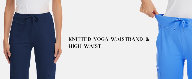 Kecols Yoga Scrub Pants Women High-Rise Straight Leg Uniform Cargo Bottom with Yoga Waistband,5 Pockets&4-Way Stretch