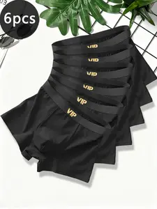 Men's Vip Gold Waistband Boyshorts 6-Pack, Breathable Comfort, Casual Slim-Fit, Ideal for Daily & Sports Wear, All Seasons