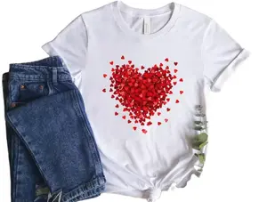 Red Heart Shirt, Heart Made of Hearts Layered Shirt, Heart Valentines Day Shirt ,Valentine's Day shirt for Women ,Red Love Shirt, Love Gift Cotton Casual Crew Neck