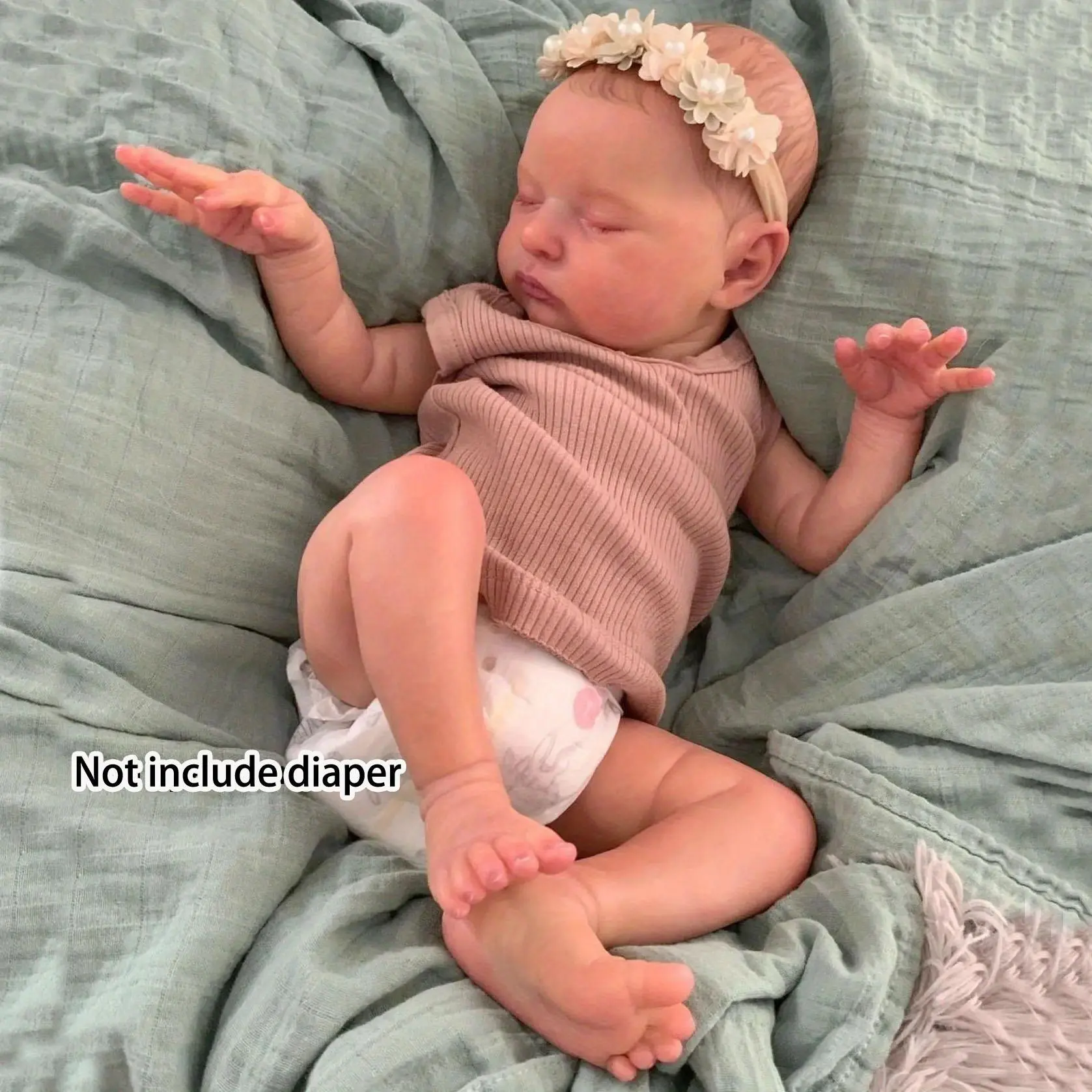 TopLink Realistic Reborn Baby Doll - 20inch (50cm) Girl Newborn Doll with 3D-Painted Skin, Visible Veins, Cloth Body, Realistic Touch, Active Limbs, Kids Birthday Gift Toy, Realistic Newborn Dolls Reborndolls Soft Cuddly Gift