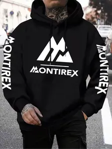 Men's Fall Winter Dark Art Hoodie, Montirex Letter Print, Fashionable and Practical, Casual Daily Wear