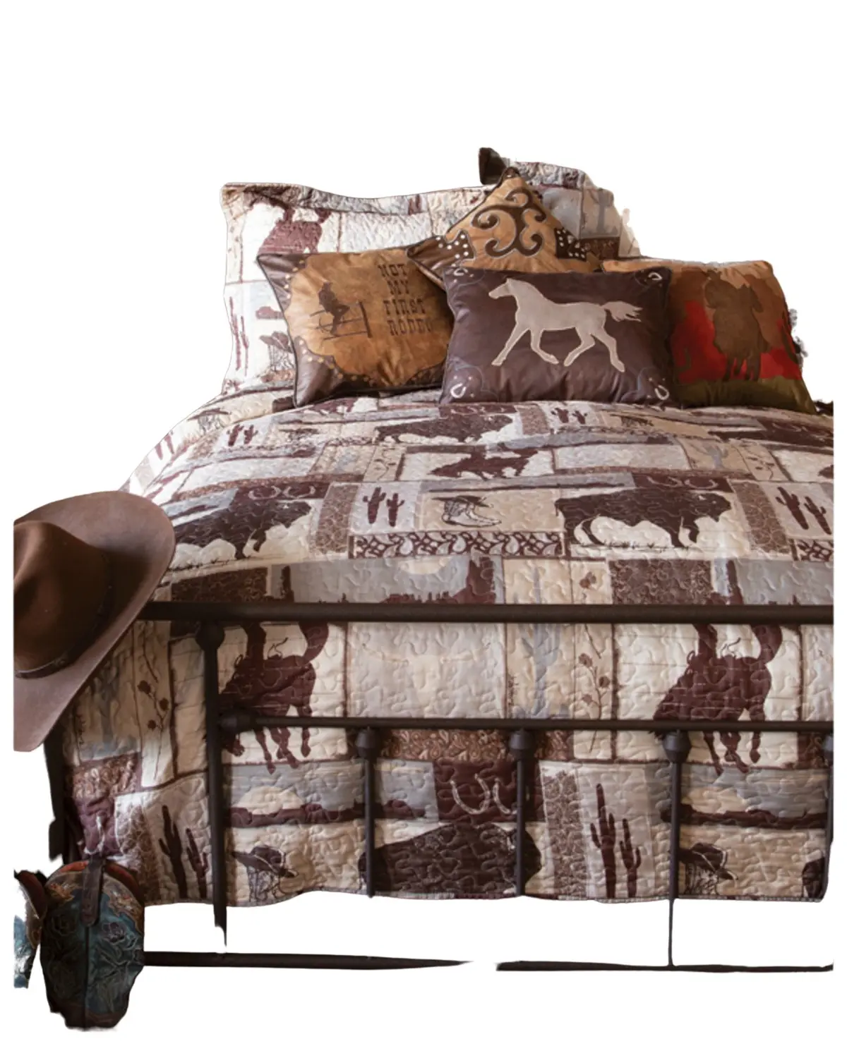 Carstens Home Unisex Wrangler Vintage Cowboy Queen Quilt Set 3-Piece - Jw273