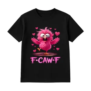 Unisex Graphic T-Shirt Pure  Casual Funny F-Caw-F Chicken Pattern T-Shirt Pink Heart Little Chicken Cuban FCAWF Soft Breathable  Comfortable Daily Wear Summer Style Guatemalan Style Teddy Bear Patt Everyday