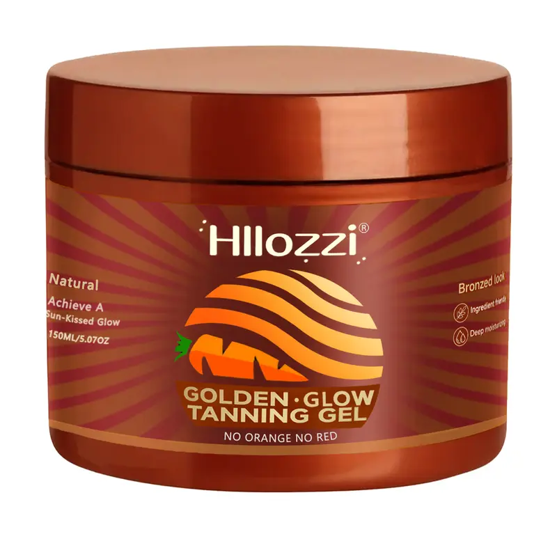 Hllozzi Golden Glow Tanning Gel 150ml|Natural Bronzed Tan, No Orange No Red, Quick Absorption Non-Greasy Formula, Skin Friendly Hydrating, Infused with Carrot & Coconut Oil , Even Tanning for All Skin Tones & Tanning Bed Use Flawless Nourishing