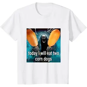 Men's "Today I Will Eat Two Corn Dogs Grim Reaper Meme" Funny Graphic T-Shirt