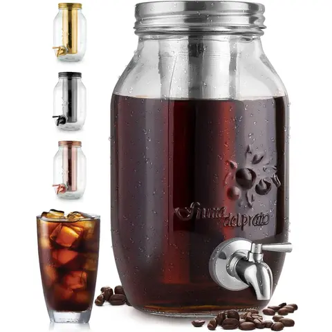 Zulay Kitchen Cold Brew Coffee Maker - 1.5L Reusable Glass Pitcher with Steel Filter Lid, Airtight Design for Coffee and Tea