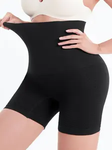 Plus Size Solid High Waist Compression Breathable Shapewear Shorts, Tummy Control Butt Lifting Shapewear Bottoms, Women's Shapewear for All Seasons christmas push up bra