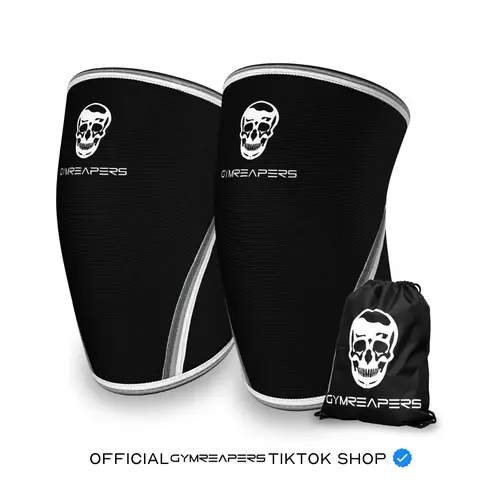 Gymreapers 7MM Neoprene Knee Sleeves Pair for Squats Deadlifts Leg Day Powerlifting Support with Reinforced Stitching USAPL IPF USPA Approved & Free Gym Bag Included