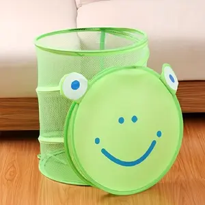 Adorable Cartoon Animal Foldable Storage Basket, Vibrant Mesh Laundry Hamper, Perfect for Clothes & Toy Organization, Ideal Gift