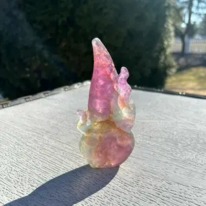 Natural Fluorite Flame - Natural Fluorite Stone for Home/Office Decoration with Unique Shape and Color