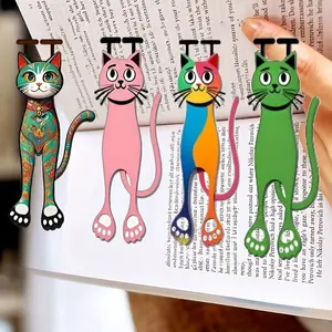 Cartoon Cat Bookmark Set (4 Pieces), Cute Paw Design Bookmarks, Reading Progress Markers, Fun and Adorable, School and Educational Supplies